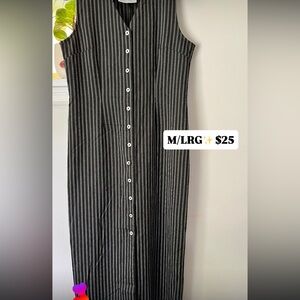 Black Striped Button-Down Dress